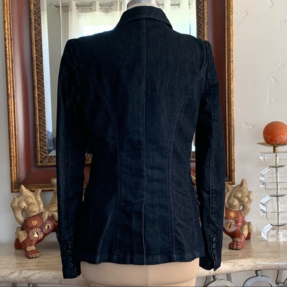 KENSIE Denim Blazer Single Button Notch Collar - Picture 3 of 11